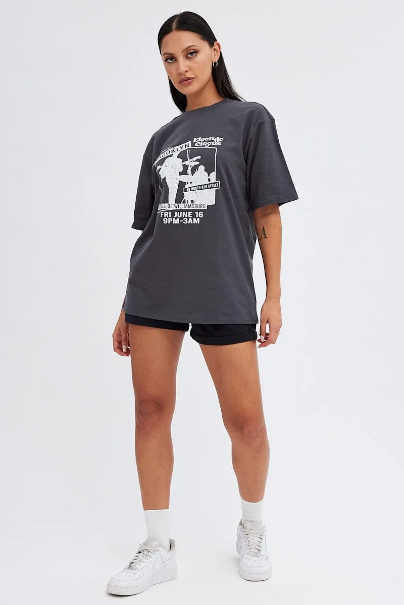 Grey Graphic Tee Short Sleeve sold by Ally Fashion product image thumbnail 2