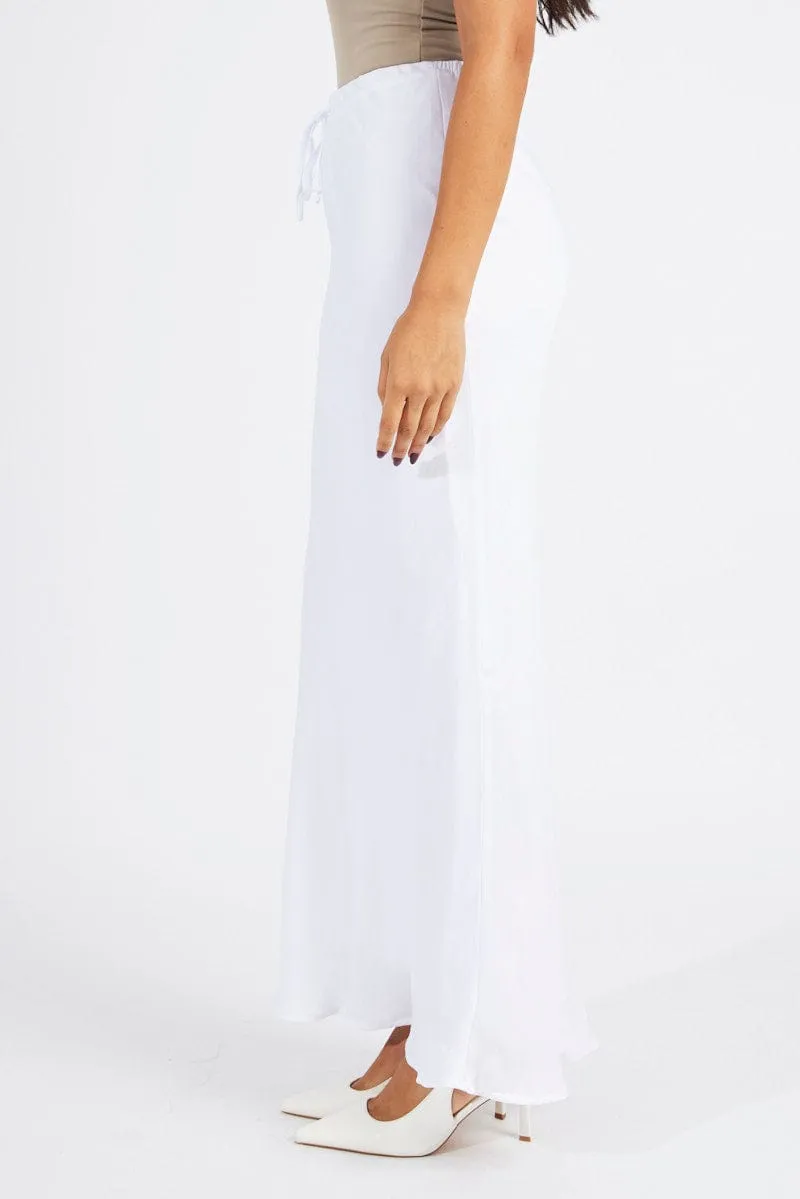White Drawstring Satin Maxi Skirt sold by Ally Fashion product image thumbnail 4