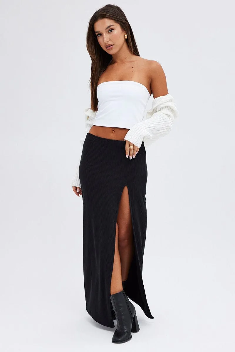 Black Maxi Skirt Mid Rise Split Rib Jersey sold by Ally Fashion product image thumbnail 3