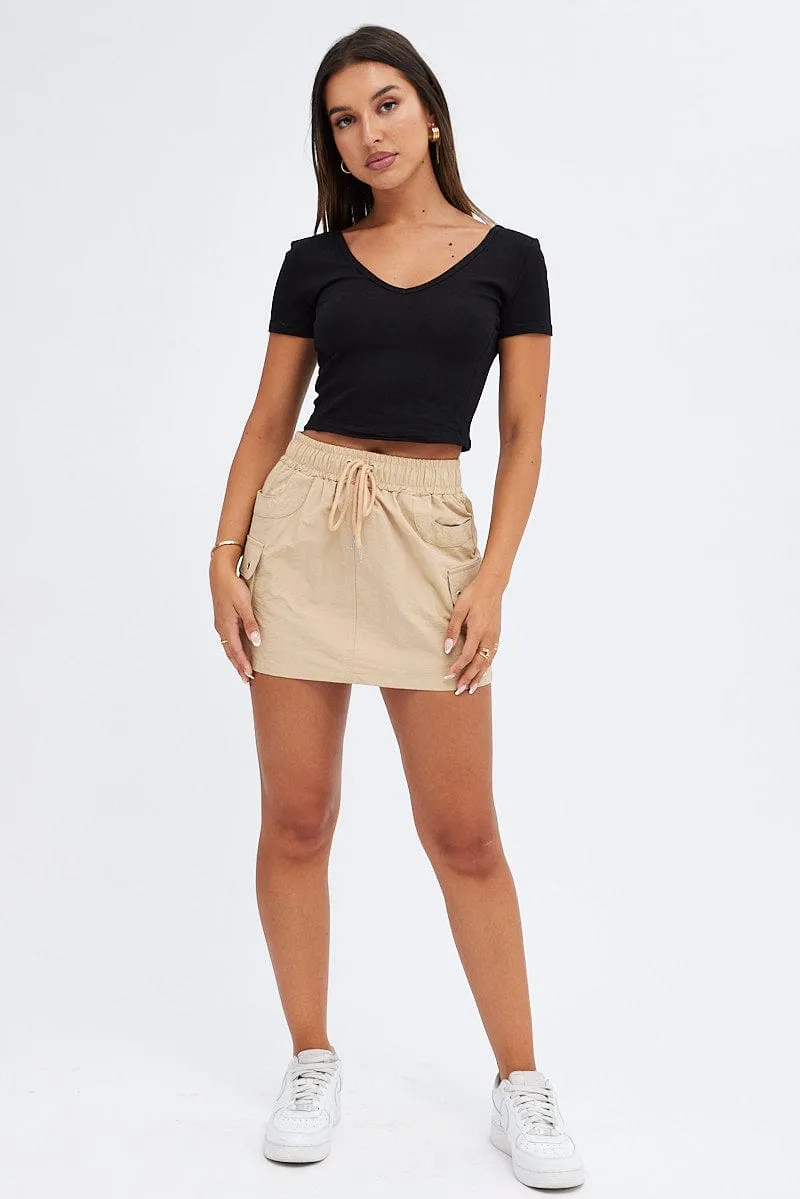 Black Corset Detail T shirt Short sleeve Scoop neck sold by Ally Fashion product image thumbnail 2