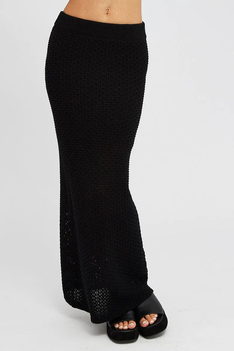 Black Knit Skirt Midi Crochet sold by Ally Fashion product image thumbnail 2