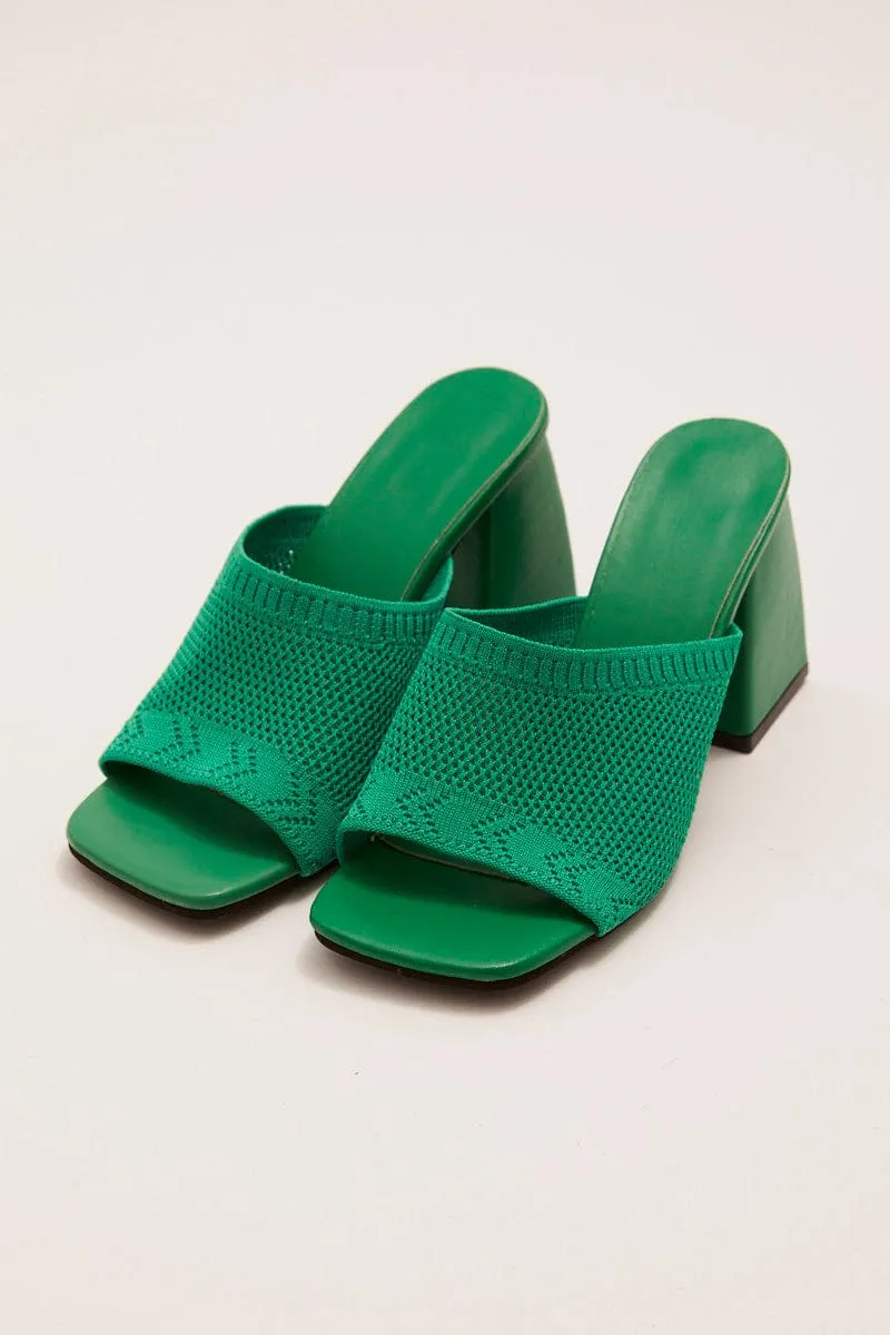 Green Square Toe Chunky Heeled Mule Sandals sold by Ally Fashion product image thumbnail 2
