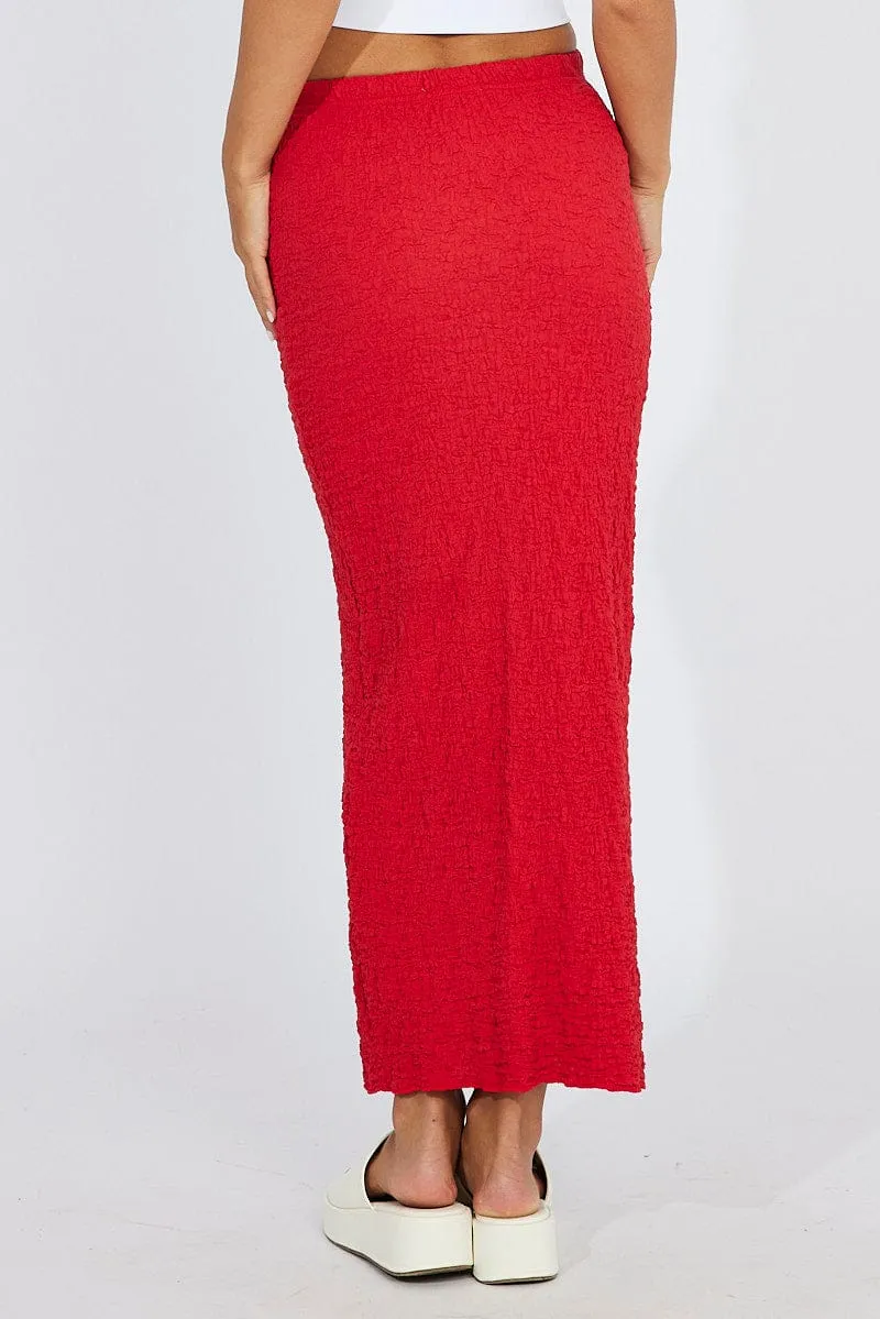 Red Maxi Skirt Slim Fit Textured Jersey sold by Ally Fashion product image thumbnail 5
