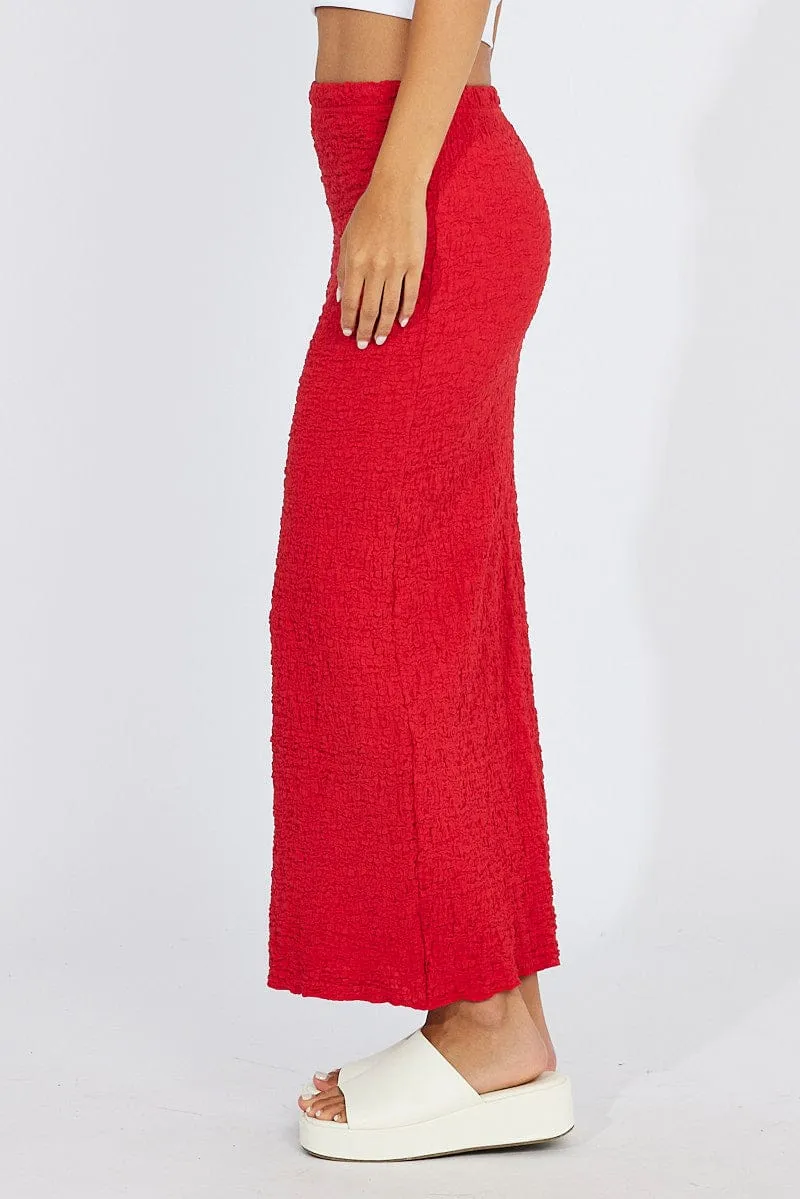 Red Maxi Skirt Slim Fit Textured Jersey sold by Ally Fashion product image thumbnail 4