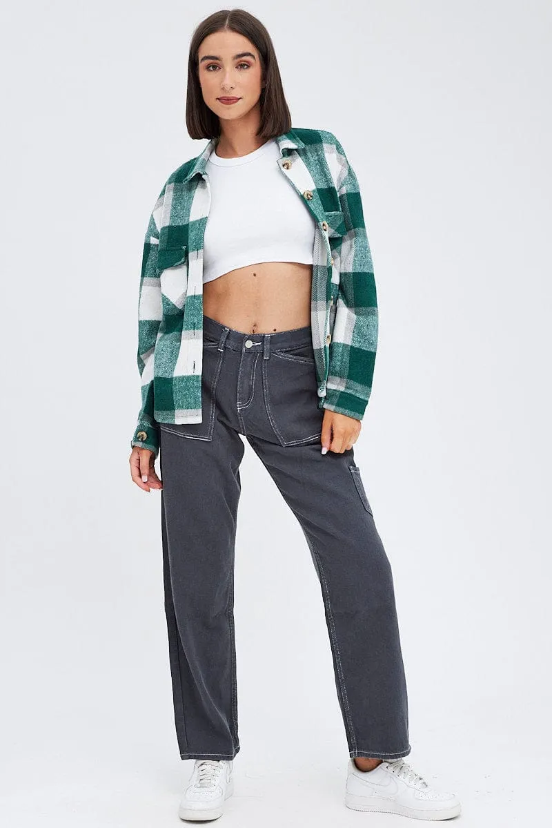Green Check Print Shirt Long Sleeve sold by Ally Fashion product image thumbnail 2