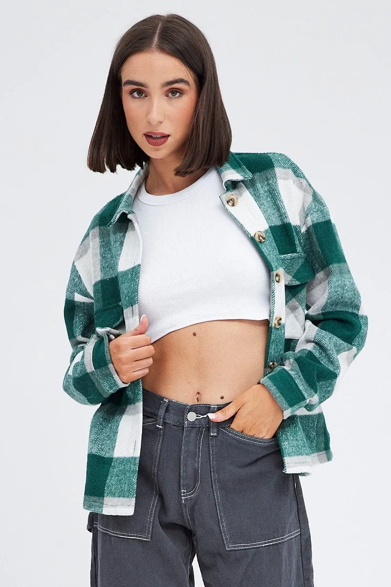 Green Check Print Shirt Long Sleeve sold by Ally Fashion product image thumbnail 3