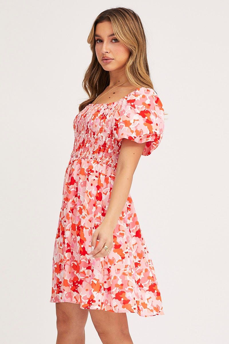 Print Fit And Flare Dress Short Sleeve Square Neck sold by Ally Fashion product image thumbnail 4