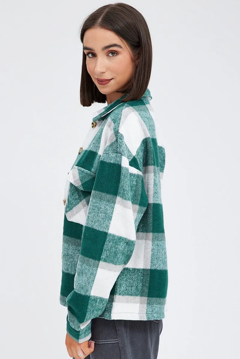 Green Check Print Shirt Long Sleeve sold by Ally Fashion product image thumbnail 4