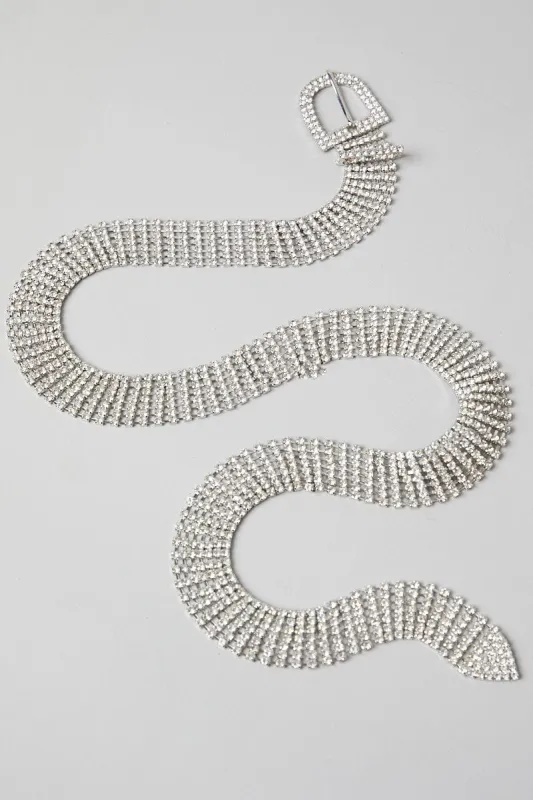 Silver Rhinestone Detail Buckle Belts sold by Ally Fashion