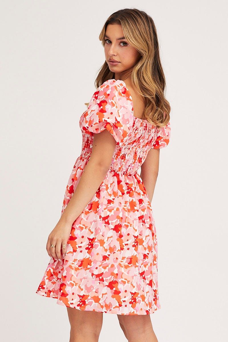 Print Fit And Flare Dress Short Sleeve Square Neck sold by Ally Fashion product image thumbnail 5