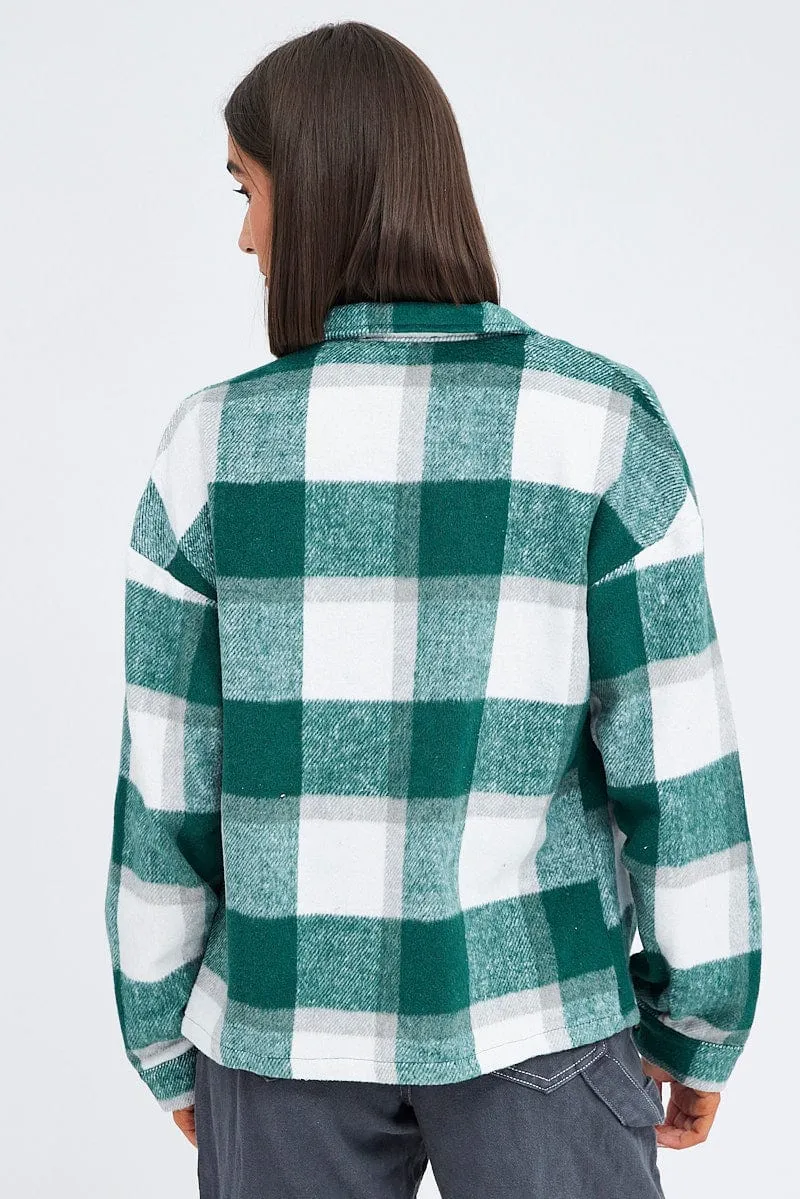 Green Check Print Shirt Long Sleeve sold by Ally Fashion product image thumbnail 5