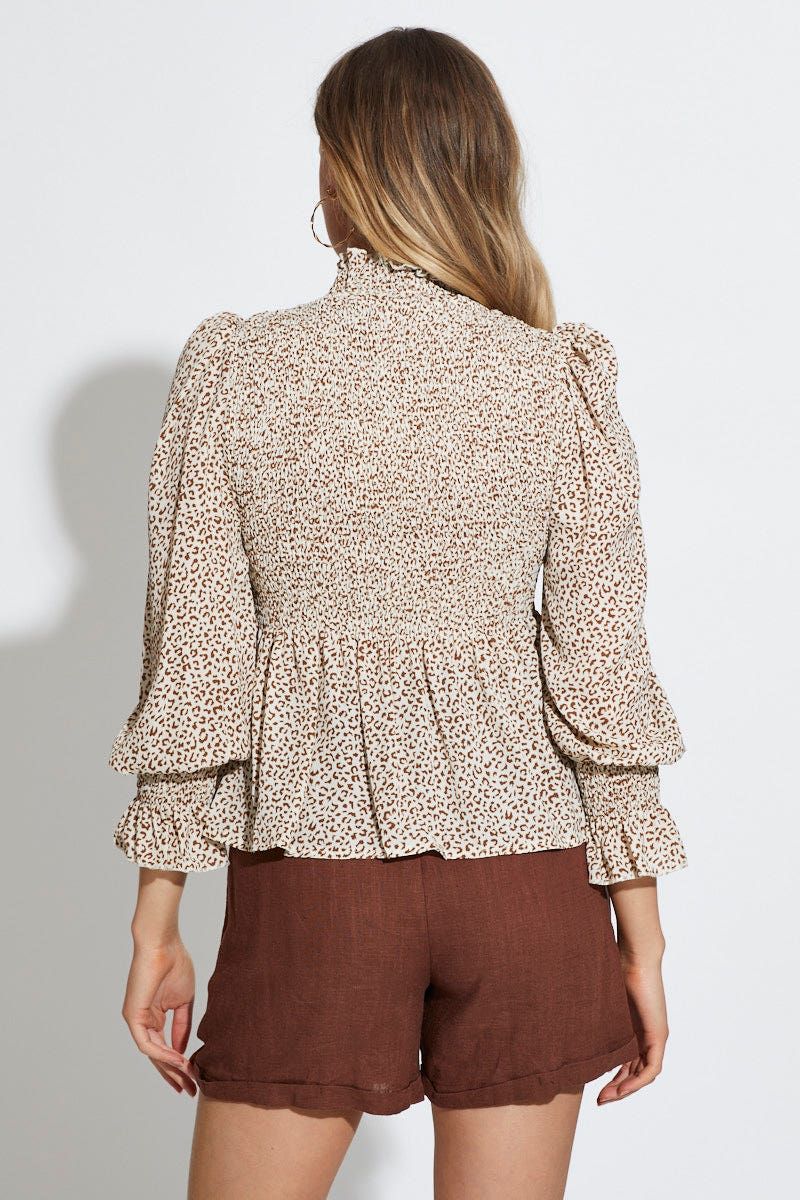 Geo Print Workwear Blouse Long Sleeve Turtleneck sold by Ally Fashion product image thumbnail 5