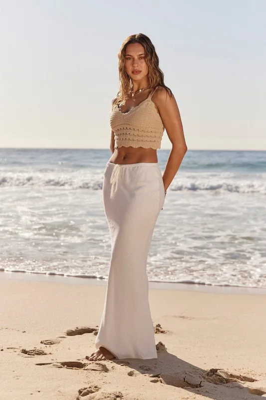White Slip Skirt Maxi Linen Blend sold by Ally Fashion
