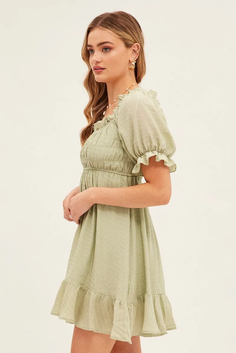 Green Gathered Bust Skater Dress sold by Ally Fashion product image thumbnail 4