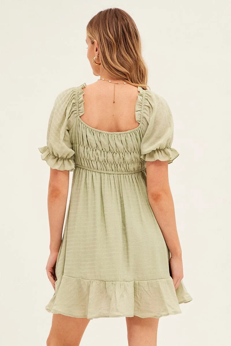 Green Gathered Bust Skater Dress sold by Ally Fashion product image thumbnail 5