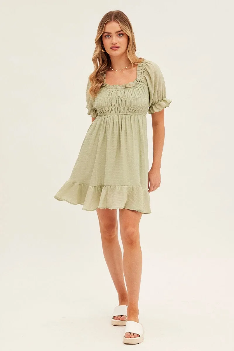 Green Gathered Bust Skater Dress sold by Ally Fashion product image thumbnail 2