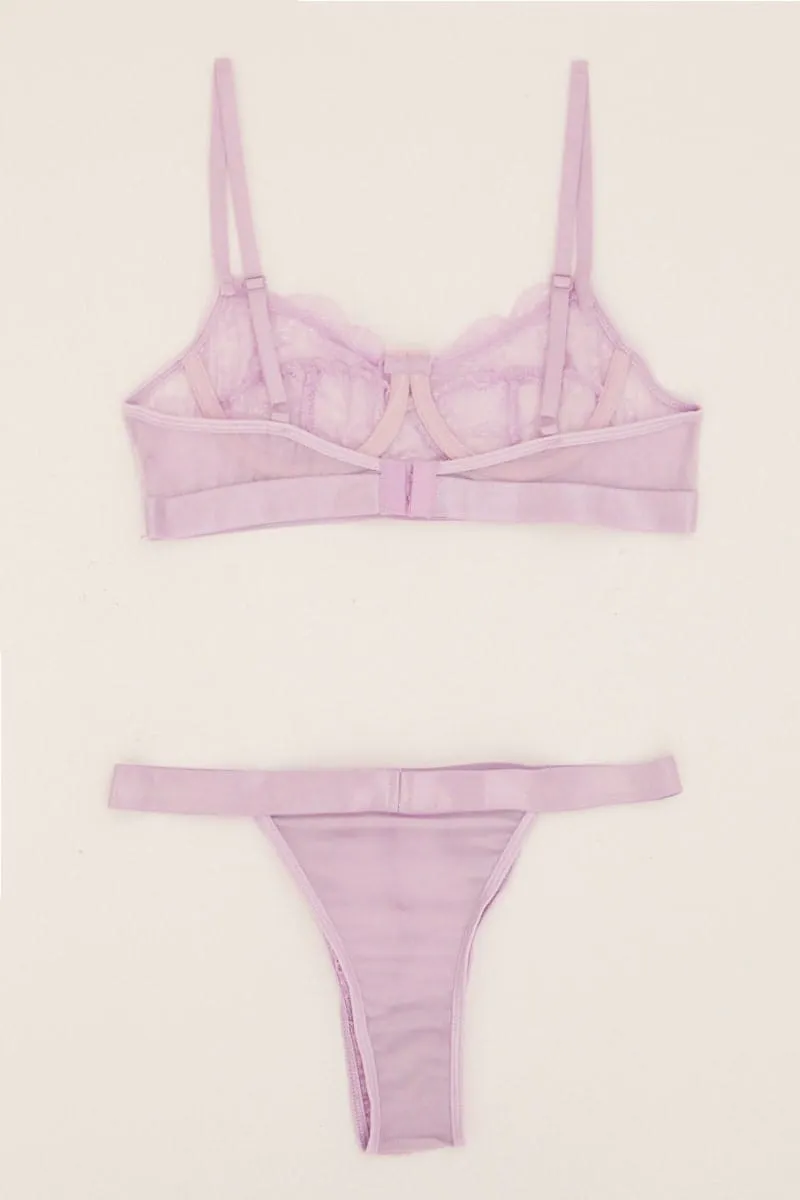 Purple Lace Underwire Lingerie Set sold by Ally Fashion product image thumbnail 2