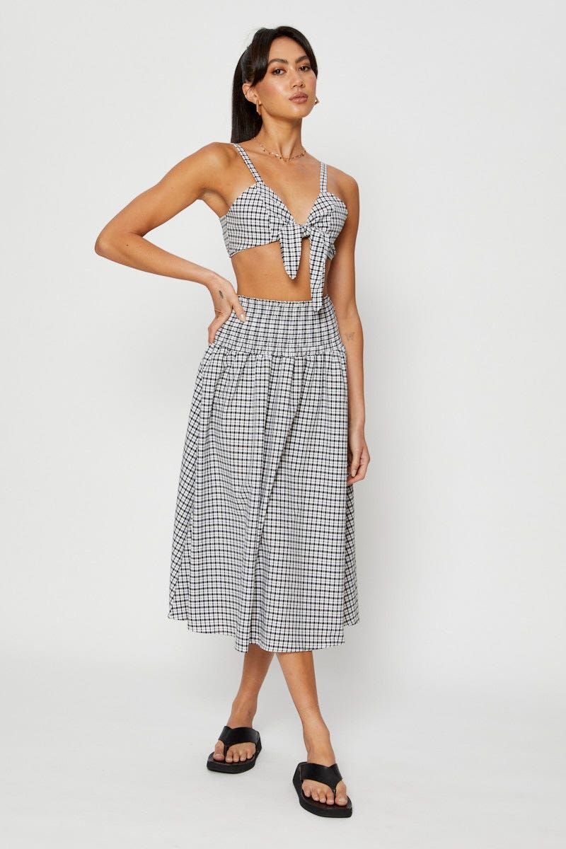 Check Crop Bralette Sleeveless Tie Up sold by Ally Fashion product image thumbnail 2