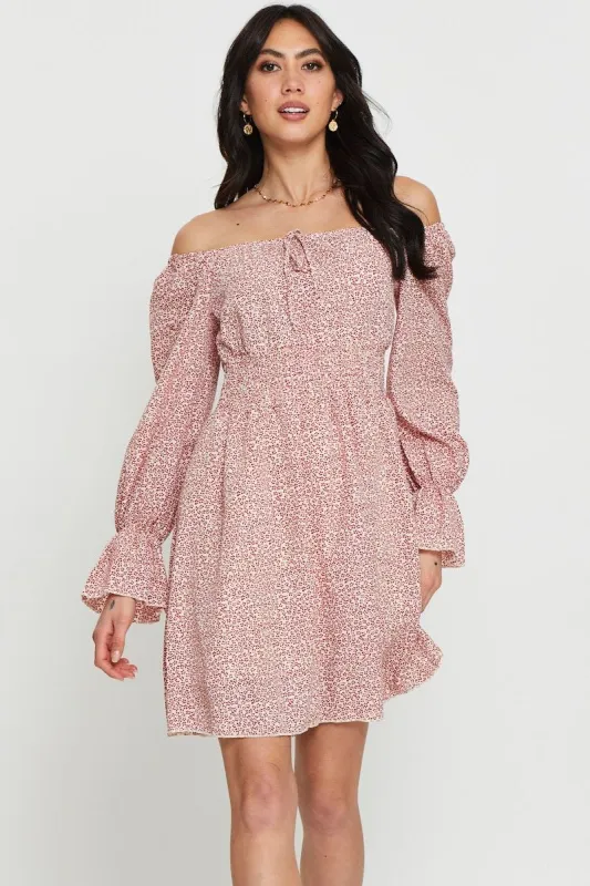 Print Mini Dress Long Sleeve sold by Ally Fashion