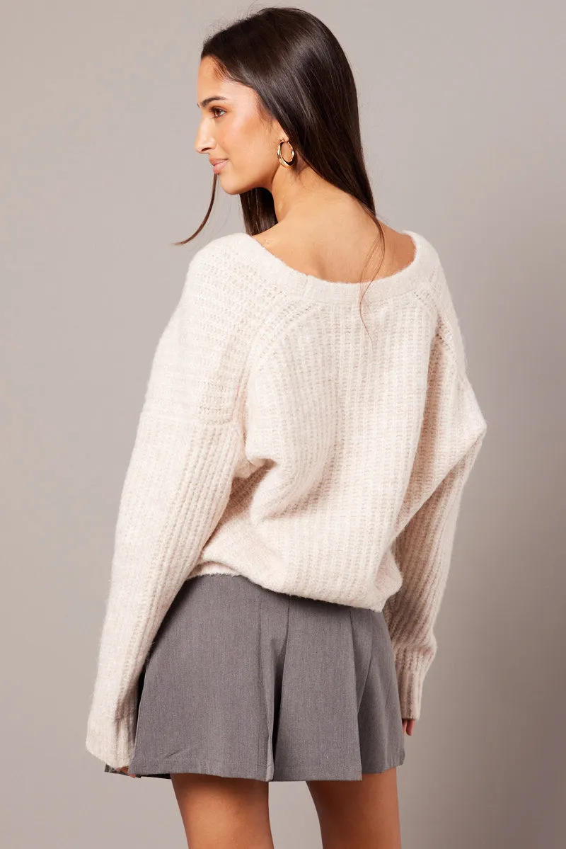 Beige Oversized Knit Cardigan V Neck sold by Ally Fashion product image thumbnail 5
