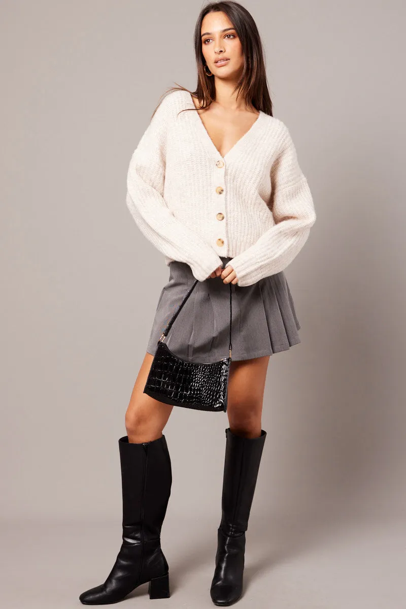 Beige Oversized Knit Cardigan V Neck sold by Ally Fashion product image thumbnail 3