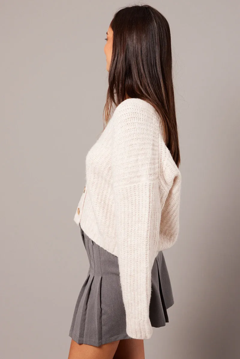 Beige Oversized Knit Cardigan V Neck sold by Ally Fashion product image thumbnail 4