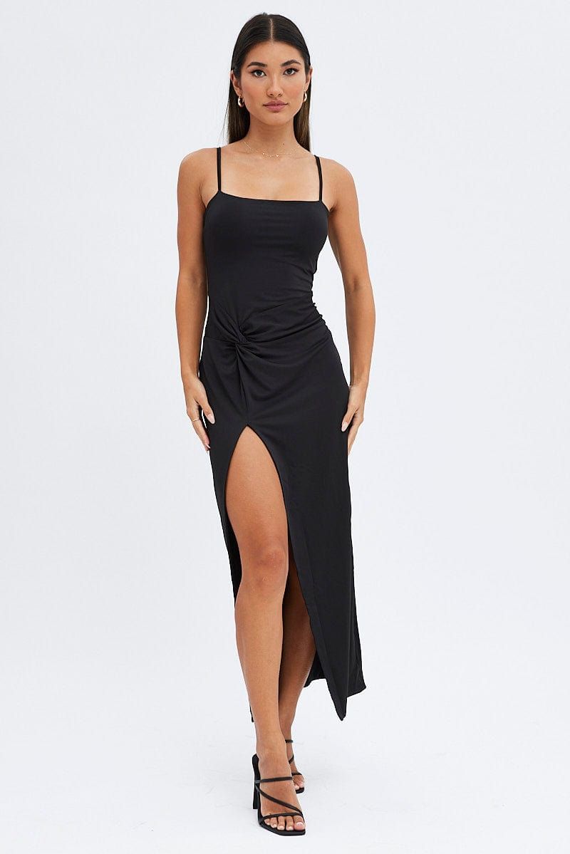 Black Bodycon Maxi Dress Sleeveless Side Split sold by Ally Fashion product image thumbnail 3