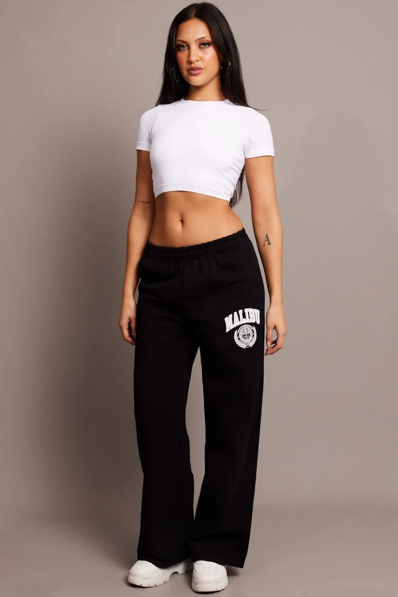 Black Track Pants Wide Leg sold by Ally Fashion product image thumbnail 2