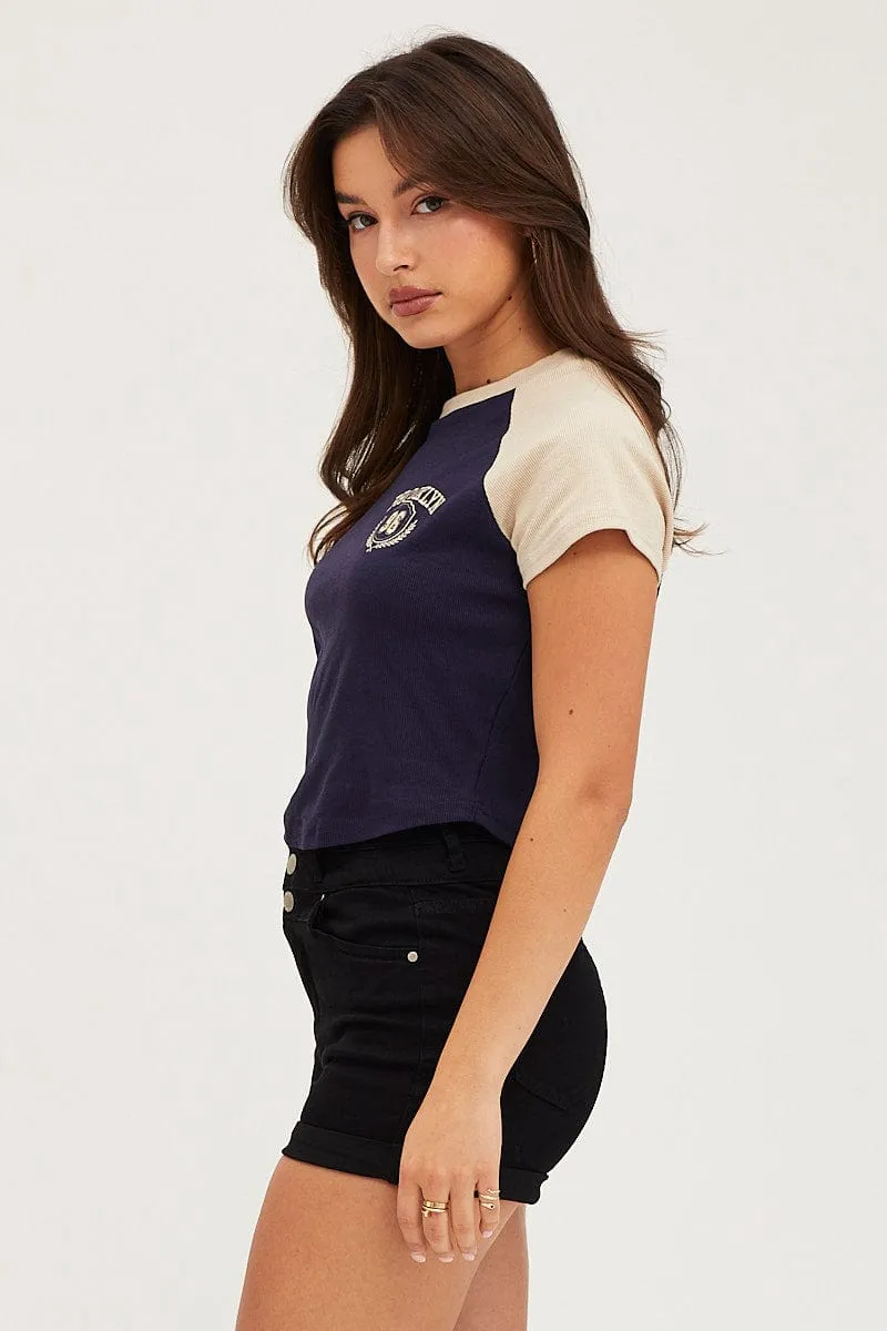 Black Denim Shorts High Waist 3 Buttons sold by Ally Fashion product image thumbnail 4