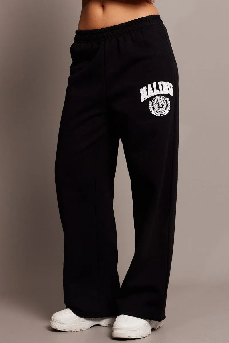 Black Track Pants Wide Leg sold by Ally Fashion product image thumbnail 3