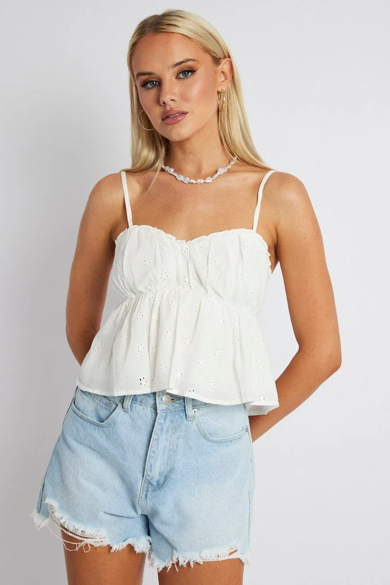 White Eyelet Cami Top sold by Ally Fashion product image thumbnail 3