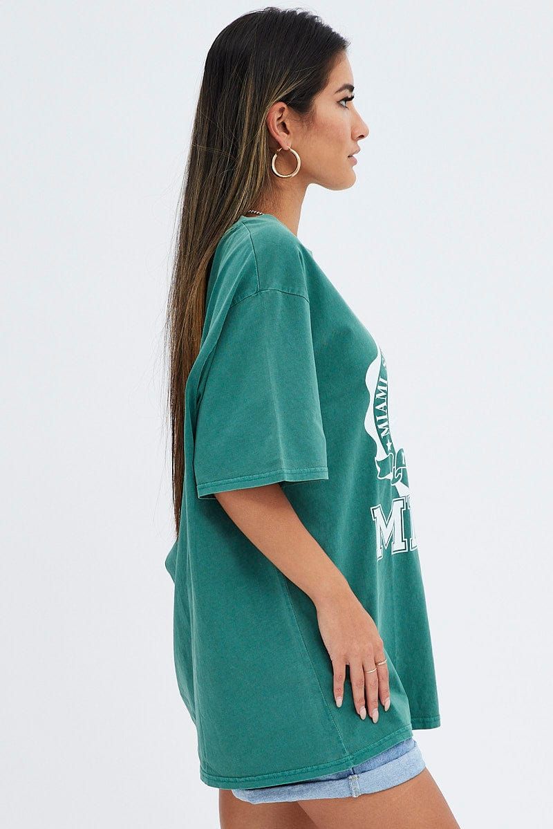 Green T Shirt Short Sleeve Round Neck Miami sold by Ally Fashion product image thumbnail 4