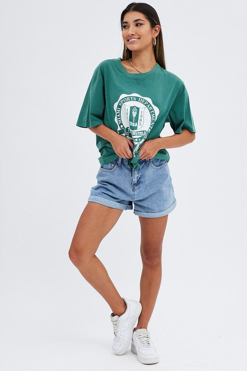 Green T Shirt Short Sleeve Round Neck Miami sold by Ally Fashion product image thumbnail 2