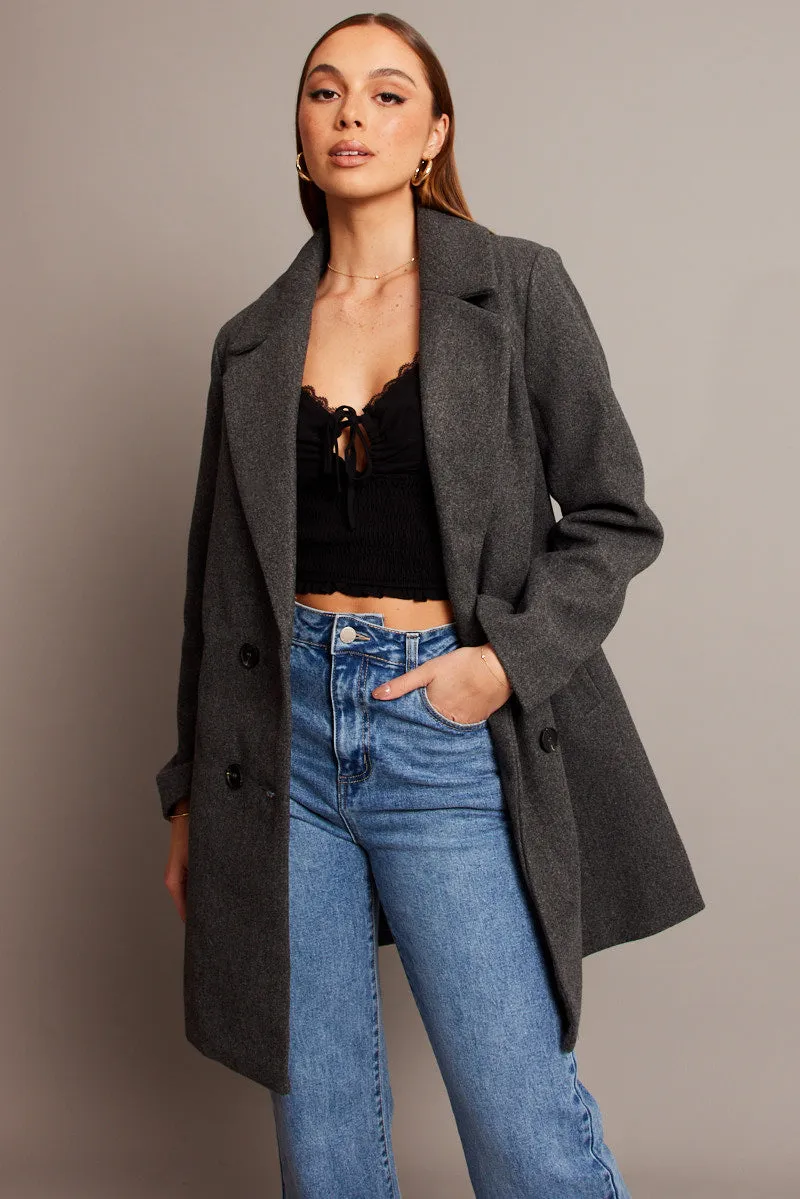 Grey Coat Long Sleeve sold by Ally Fashion