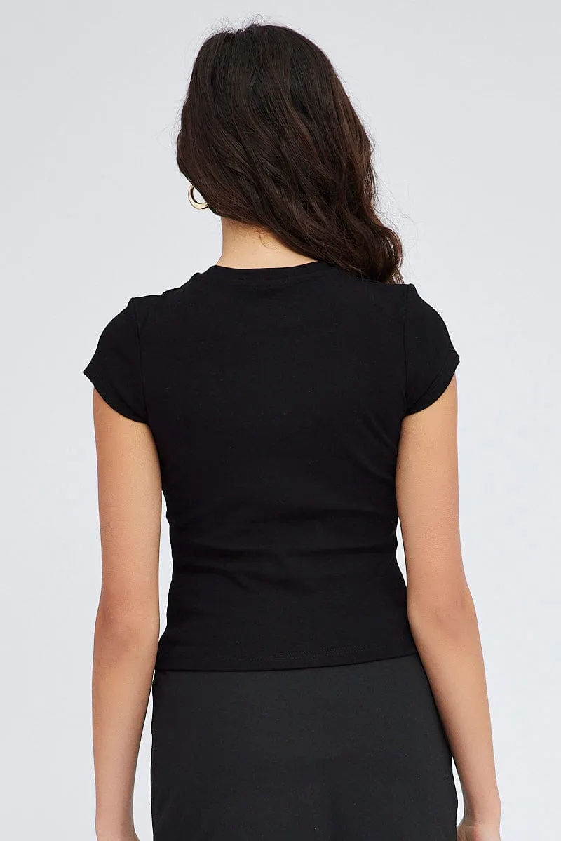 Black Graphic Tee Short sleeve Long Line sold by Ally Fashion product image thumbnail 5