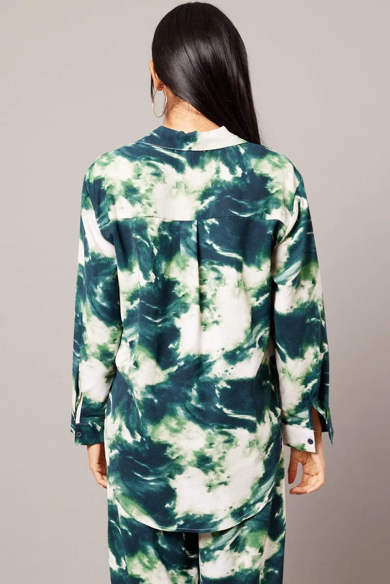 Green Abstract Relaxed Shirt Long Sleeve sold by Ally Fashion product image thumbnail 5