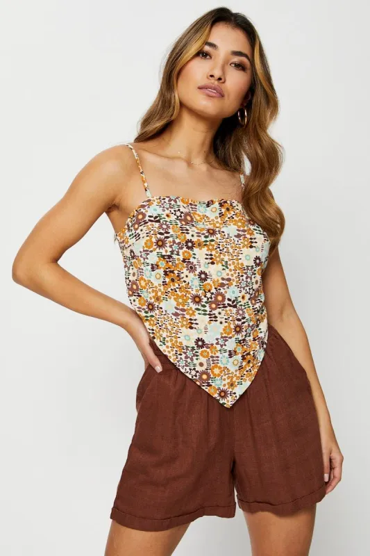 Print Scarf Singlet Sleeveless Crop Satin sold by Ally Fashion