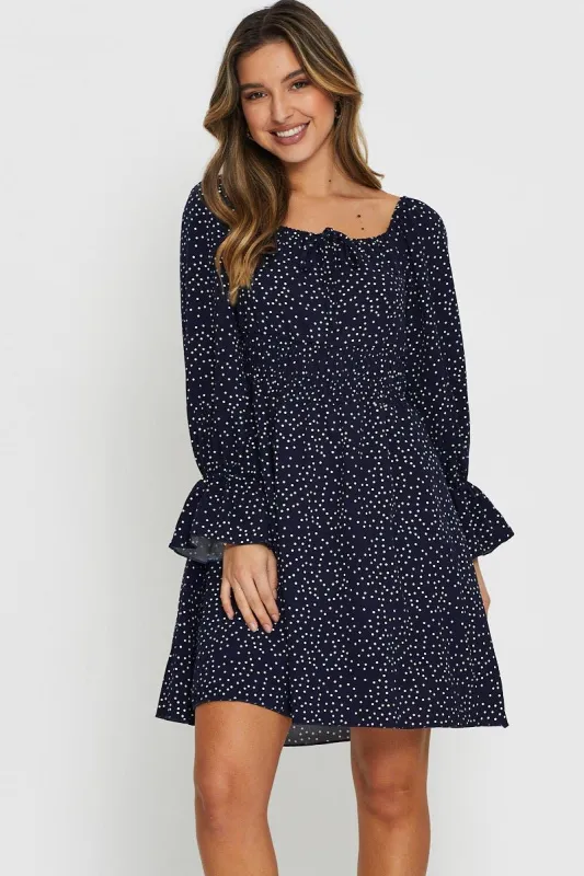 Polka Dot Mini Dress Long Sleeve sold by Ally Fashion