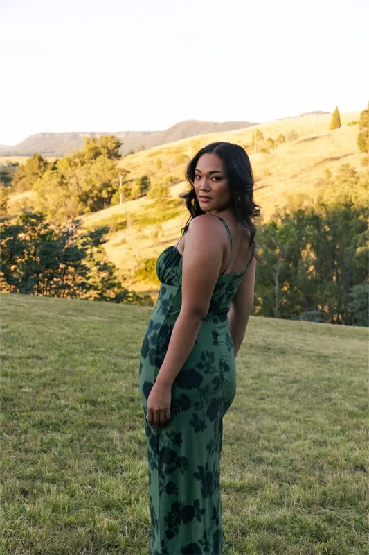 Green Floral Bodycon Dress Singlet Midi sold by Ally Fashion