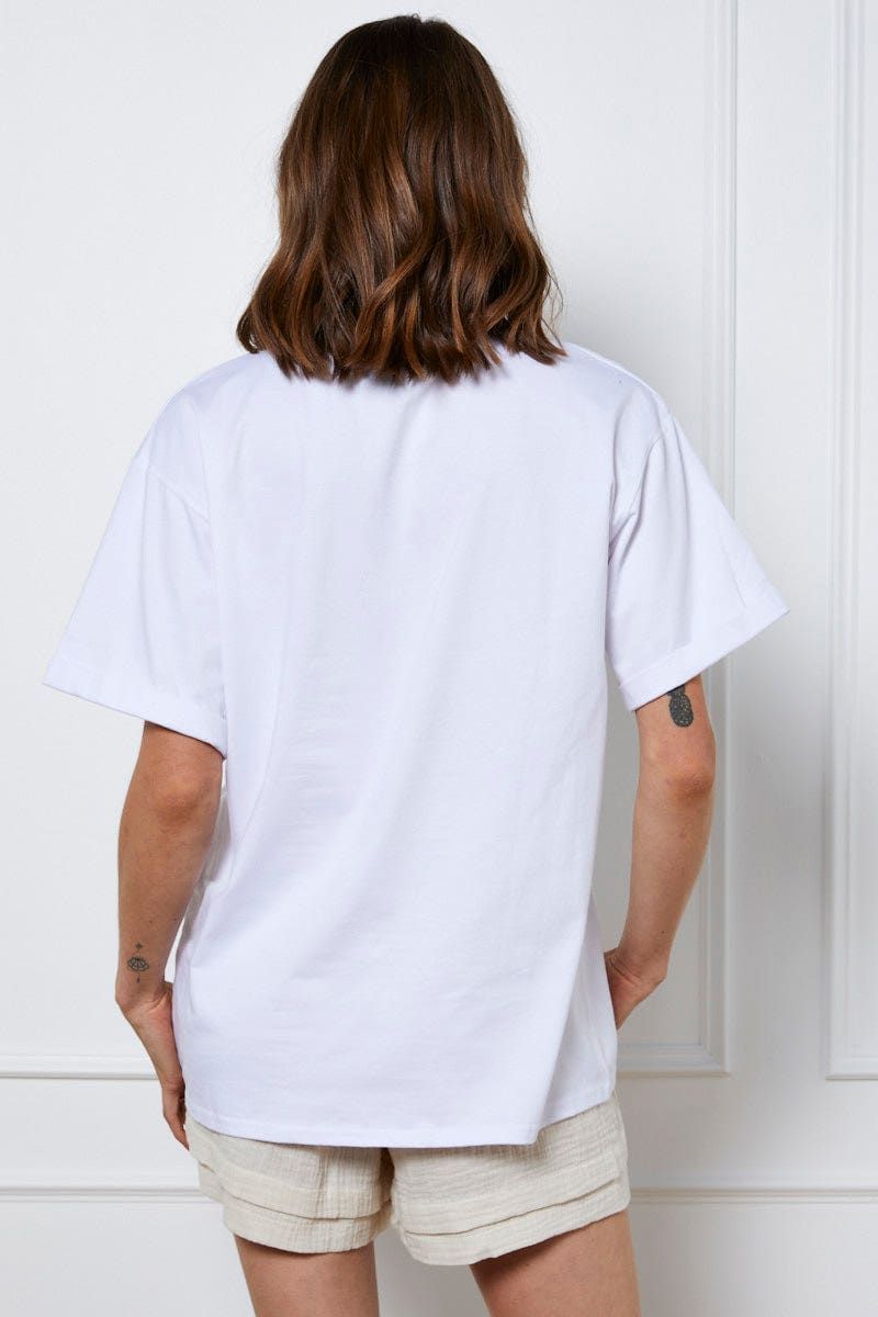 White Graphic T Shirt Short Sleeve Oversized Crew Neck sold by Ally Fashion product image thumbnail 5