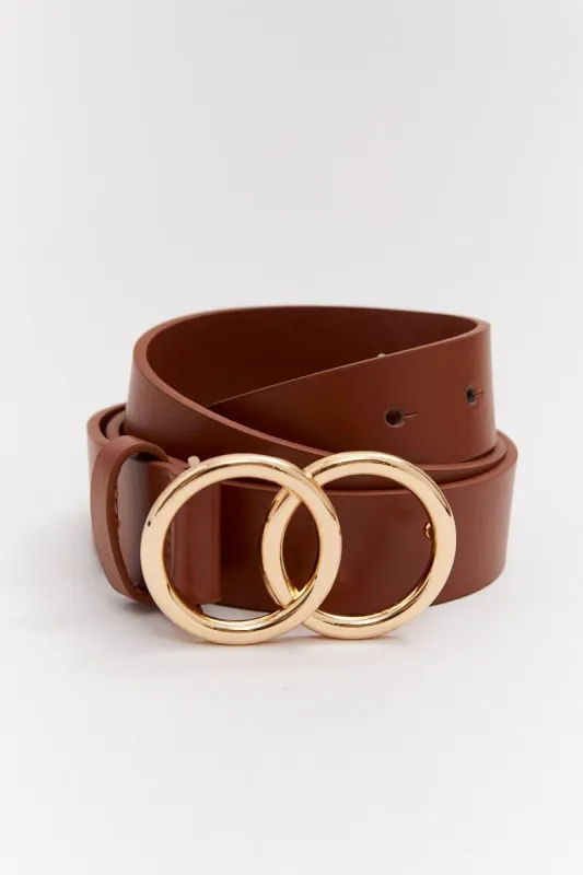 Brown Double Circle Buckle Belt sold by Ally Fashion