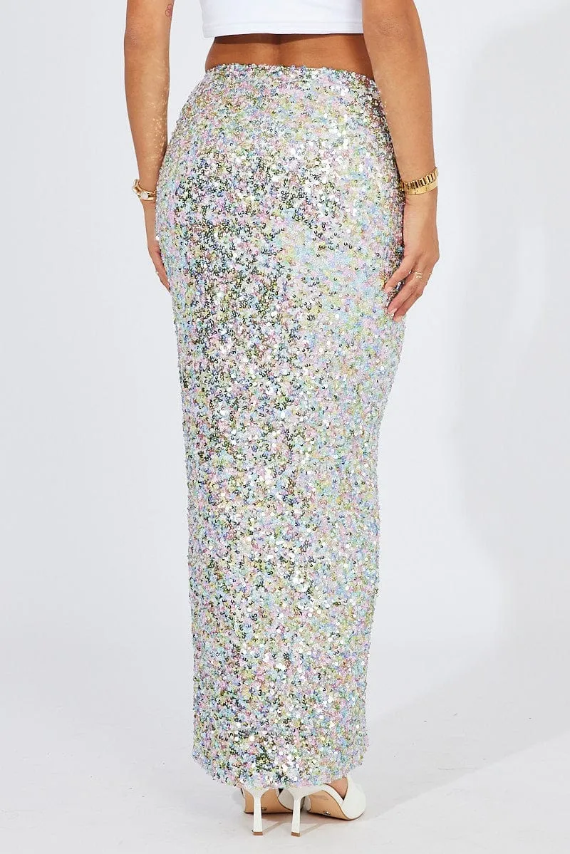 Silver Midi Skirt High Rise Metallic sold by Ally Fashion product image thumbnail 5