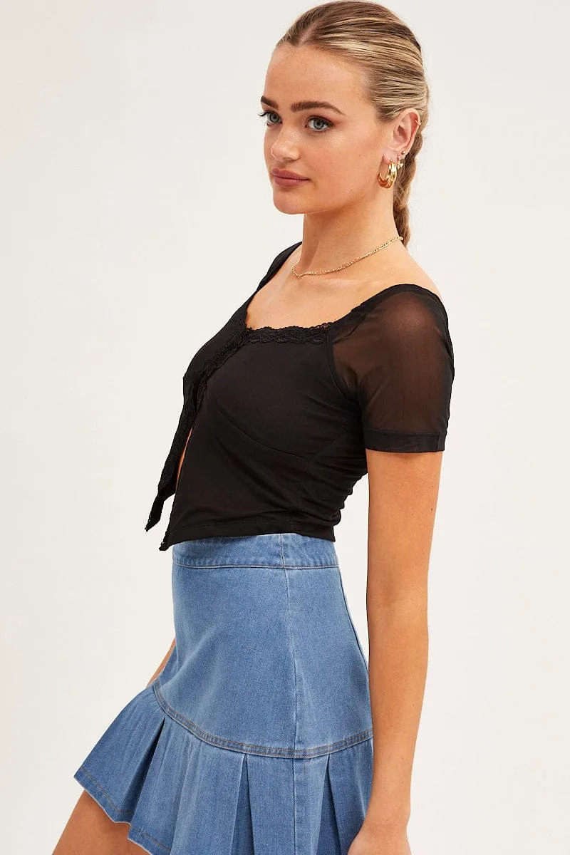 Black Butterfly Top Short Sleeve Crop Mesh Bolero sold by Ally Fashion product image thumbnail 4