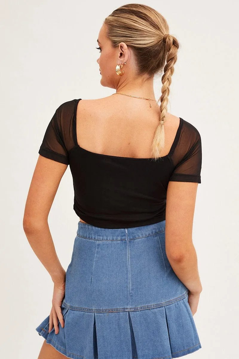 Black Butterfly Top Short Sleeve Crop Mesh Bolero sold by Ally Fashion product image thumbnail 5