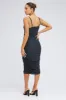 Grey Midi Dress Sleeveless Bodycon Ruched Mesh sold by Ally Fashion