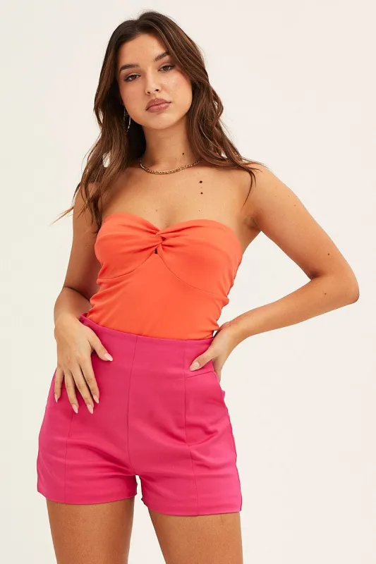 Orange Bandeau Top Boob Tube Twist sold by Ally Fashion