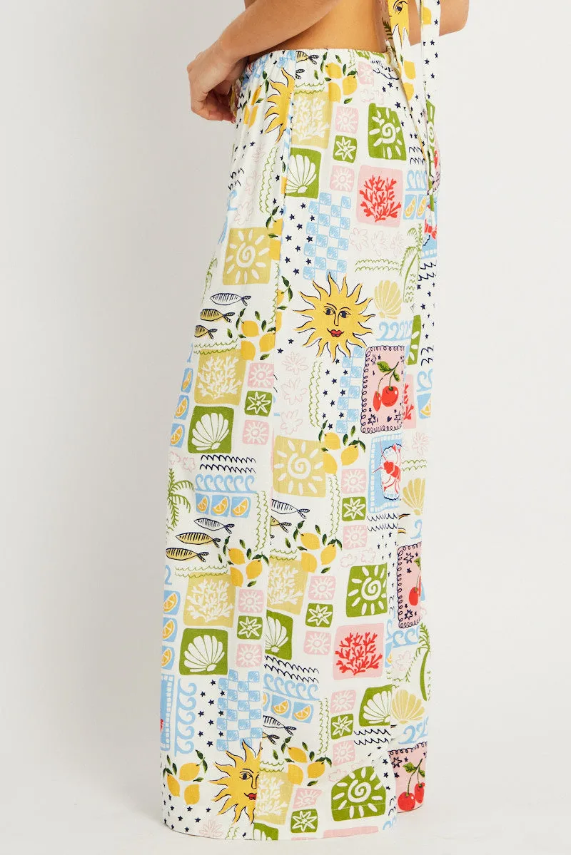 Multi Abstract Wide Leg Pants High Rise sold by Ally Fashion product image thumbnail 4