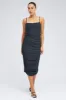 Grey Midi Dress Sleeveless Bodycon Ruched Mesh sold by Ally Fashion