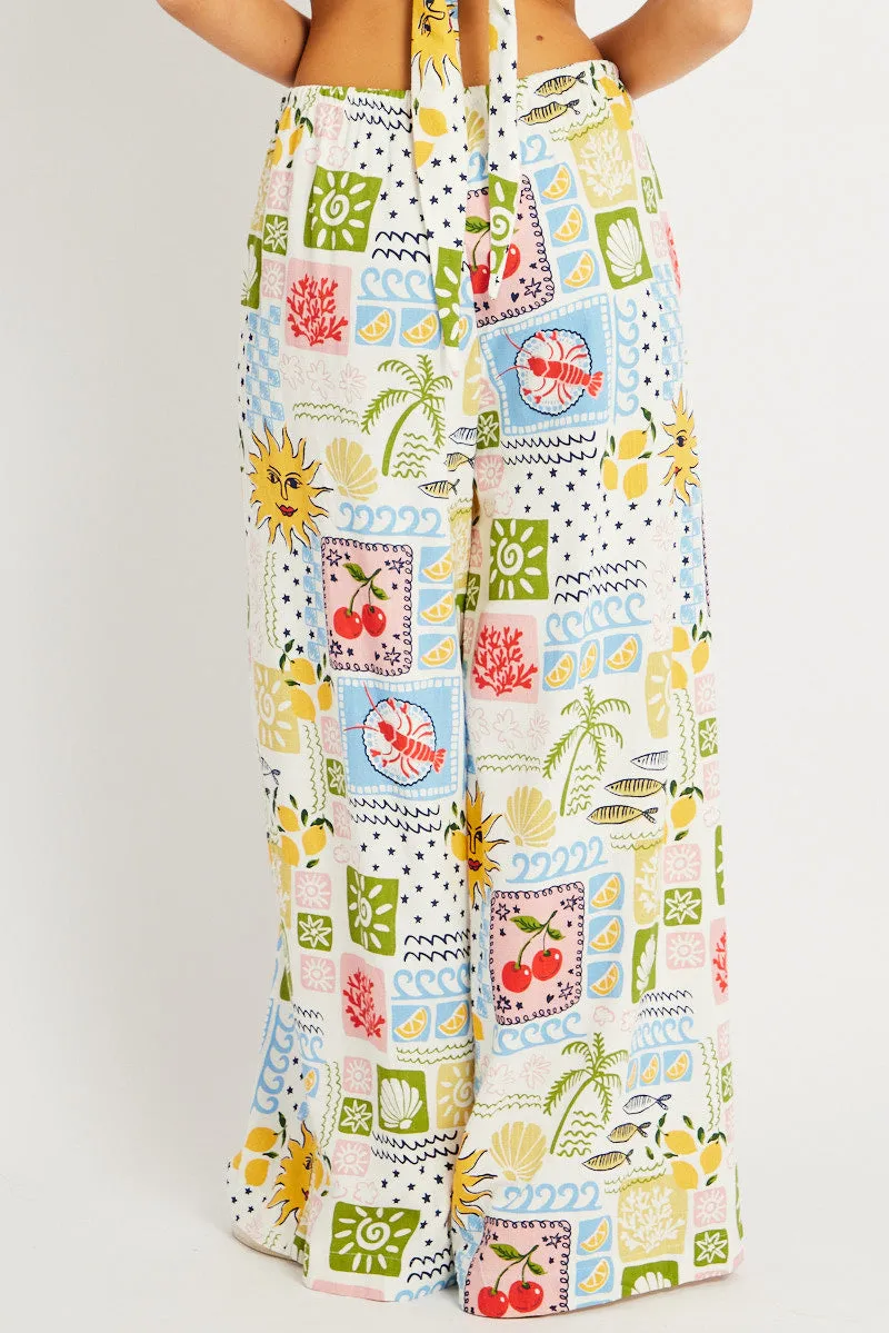 Multi Abstract Wide Leg Pants High Rise sold by Ally Fashion product image thumbnail 5