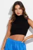 Black Knit Top Sleeveless Roll Neck Crop sold by Ally Fashion